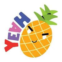 branché ananas emoji vecteur