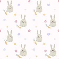 motif de pépinière sans couture avec lapin mignon et carotte vecteur