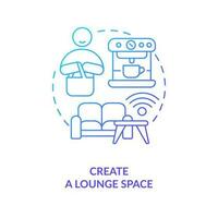 créer salon espace bleu pente concept icône. consommateur expérience. attirer plus consommateurs à vente au détail point abstrait idée mince ligne illustration. isolé contour dessin vecteur