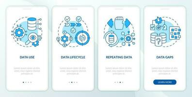 base de données la gouvernance stratégie bleu l'intégration mobile app filtrer. procédure pas à pas 4 pas modifiable graphique instructions avec linéaire concepts. interface utilisateur, ux, gui modèle vecteur