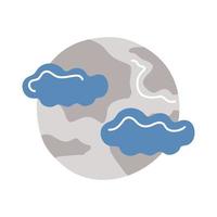 icône de style plat pleine lune et nuages vecteur