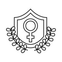 symbole de sexe féminin dans l'icône de style de ligne de bouclier vecteur