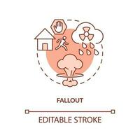 chute en dehors nucléaire débris Orange concept icône. air pollution. nucléaire explosion abstrait idée mince ligne illustration. isolé contour dessin. modifiable accident vasculaire cérébral vecteur