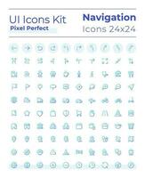 suivi réel temps emplacement pixel parfait pente linéaire ui Icônes ensemble. navigation outil. ligne contour utilisateur interface symboles. vecteur isolé contour des illustrations