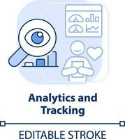 analytique et suivi lumière bleu concept icône. client engagement Plate-forme fonctionnalité abstrait idée mince ligne illustration. isolé contour dessin. modifiable accident vasculaire cérébral vecteur