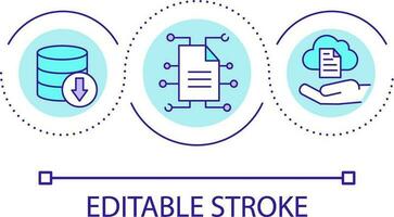 fichier sauvegarde boucle concept icône. stockage les documents dans nuage abstrait idée mince ligne illustration. en ligne sauvegarde service. retour en haut copies. isolé contour dessin. modifiable accident vasculaire cérébral vecteur