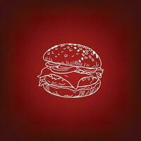 ligne art Burger vecteur illustration.