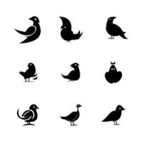 des oiseaux logo ensemble vecteur Icônes noir et blanc