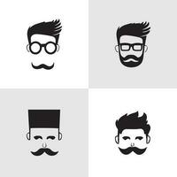 homme barbe et moustache logo ensemble de homme vecteur