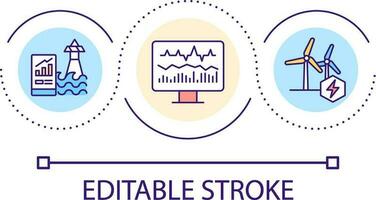 Efficacité de renouvelable énergie sources boucle concept icône. durable technologie. Les données en cours d'analyse abstrait idée mince ligne illustration. isolé contour dessin. modifiable accident vasculaire cérébral vecteur