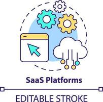 saas plates-formes concept icône. Logiciel comme service. type de commerce électronique Plate-forme abstrait idée mince ligne illustration. isolé contour dessin. modifiable accident vasculaire cérébral vecteur