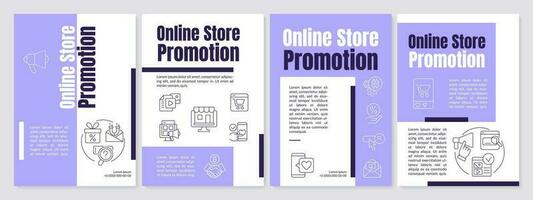 en ligne boutique promotion violet brochure modèle. commercialisation. brochure conception avec linéaire Icônes. modifiable 4 vecteur mises en page pour présentation, annuel rapports