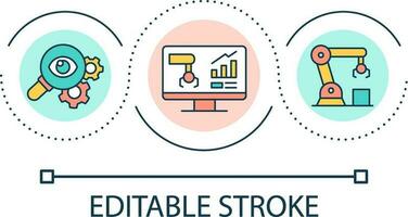 en augmentant productivité avec automatique équipement boucle concept icône. industrie développement. La technologie abstrait idée mince ligne illustration. isolé contour dessin. modifiable accident vasculaire cérébral vecteur
