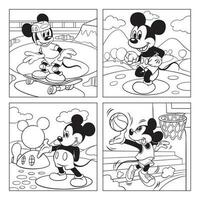 mignonne Souris dans action les enfants coloration livre vecteur