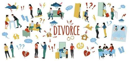 divorce couple plat illustration vecteur