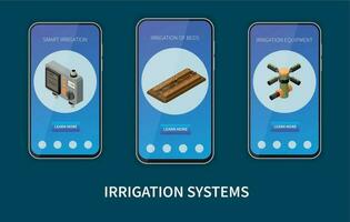 irrigation systèmes isométrique mobile app vecteur