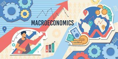 macroéconomie plat collage vecteur