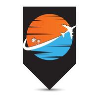 Voyage agence logo avec étiquette forme icône vecteur illustration