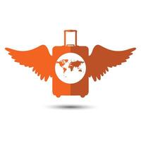 Voyage agence logo avec ange ailes vecteur illustration