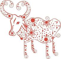 floral conception de taureau dans Taureau dans zodiaque signe. vecteur