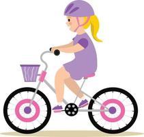 une fille dans un casque à vélo vecteur