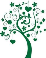 arbre décoré cœurs, fleurs, et feuilles. vecteur