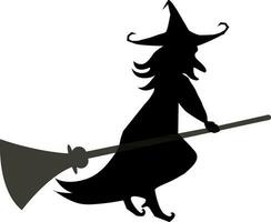 silhouette de sorcière en volant sur balai. vecteur