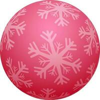 3d illustration de Balle dans rose Couleur avec impression de flocons de neige. vecteur