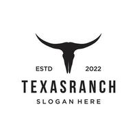 longhorn Texas ranch sauvage Ouest animal logo conception ancien rétro.logo pour cow-boy, bétail, badge, restaurant. vecteur