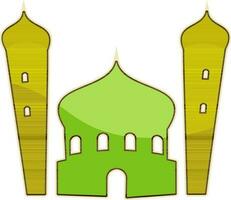 plat vecteur illustration de mosquée dans Jaune et vert couleur.