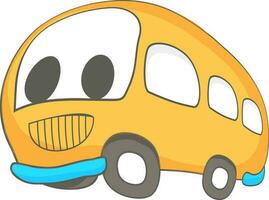 griffonnage marrant autobus caricature dans Jaune couleur. vecteur