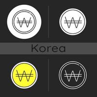 icône de thème sombre gagné coréen vecteur