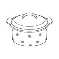 plats. une pot avec une couvercle et une floral ornement. ligne art. vecteur