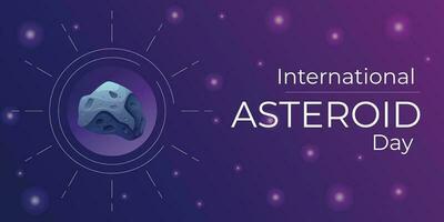 international monde juin vacances astéroïde journée. vecteur dessin animé espace bannière avec météorites et étoiles.