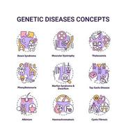 jeu d & # 39; icônes de concept de maladie génétique vecteur