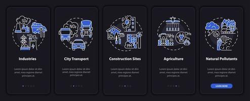 Écran de la page de l'application mobile d'intégration des polluants atmosphériques extérieurs avec des concepts vecteur