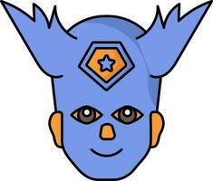 super-héros ailes masque portant homme visage bleu et Orange icône. vecteur