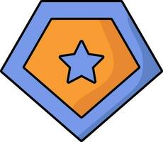 Orange et bleu super-héros bouclier icône ou symbole. vecteur