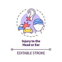 blessure à l & # 39; icône de concept de tête et d & # 39; oreille vecteur