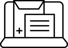 ligne art médical ordonnance ou rapport dans portable icône. vecteur