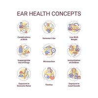 ensemble d & # 39; icônes de concept de santé de l & # 39; oreille vecteur