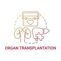 icône de concept dégradé rouge transplantation dorgane vecteur