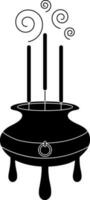 encens icône avec pot pour chinois Nouveau année concept dans noir. vecteur