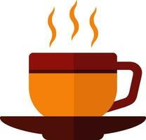 chaud thé ou café tasse sur assiette icône dans plat style. vecteur