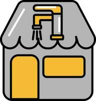 plombier un service centre pour sanitaire magasin gris et Orange icône. vecteur