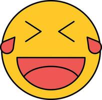 illustration de en riant visage avec larmes icône dans rouge et Jaune couleur. vecteur