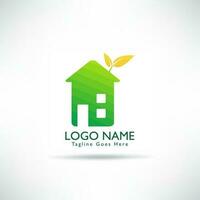 vert maison vecteur logo illustration parfait bien pour la nature logo bâtiments. vert environnement concept, écologique.