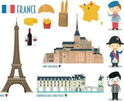 France plat icône ensemble Voyage et tourisme concept. vecteur illustration