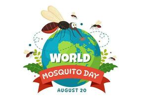 monde moustique journée vecteur illustration sur 20 août avec moucheron pouvez cause la dengue fièvre et paludisme dans plat dessin animé main tiré Contexte modèles