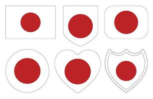 Japonais drapeau dans conception forme ensemble. drapeau de Japon dans conception forme ensemble. vecteur